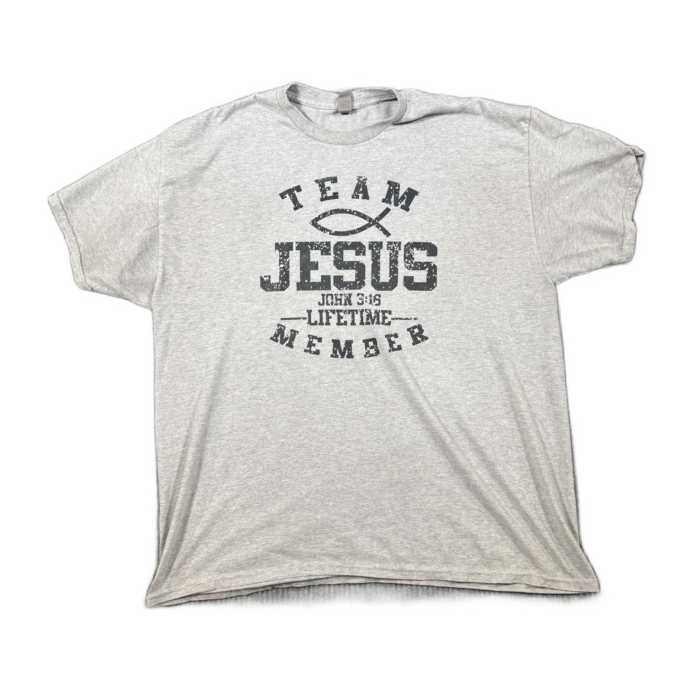 Gildan Team Jesus John 3:16 Christian Graphic T Shirt Gray Mens XL